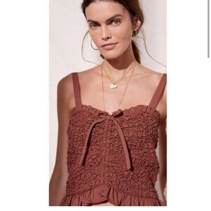 🌸Mare Mare Anthropologie Ruffled Tank Top in Rich Brown